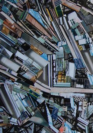 Shapes, detail, collage on canvas